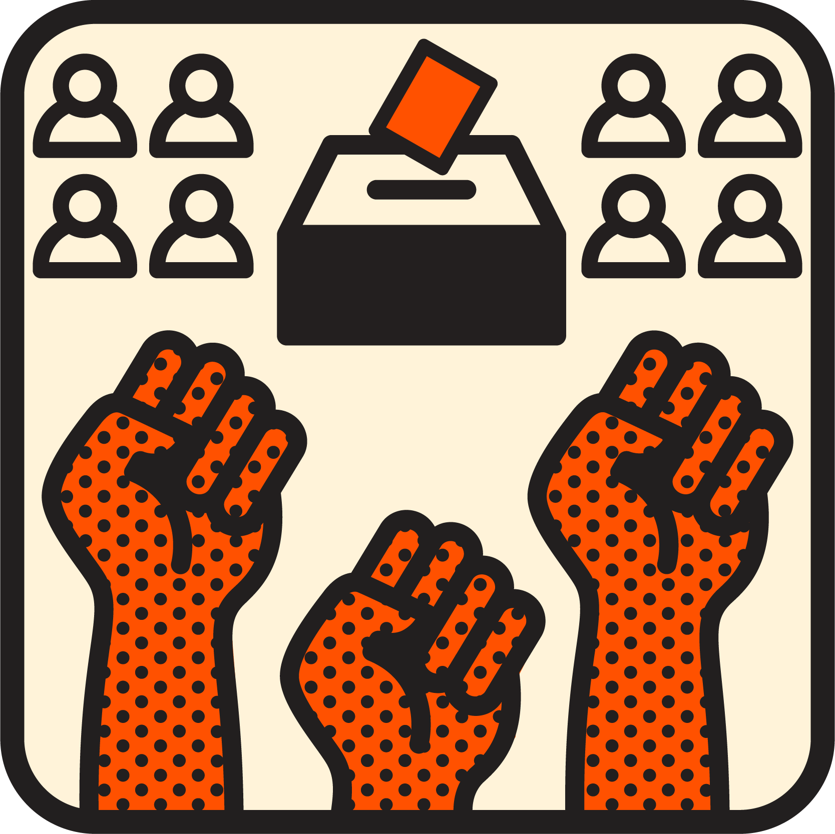 Icon representing building power to win change and elections